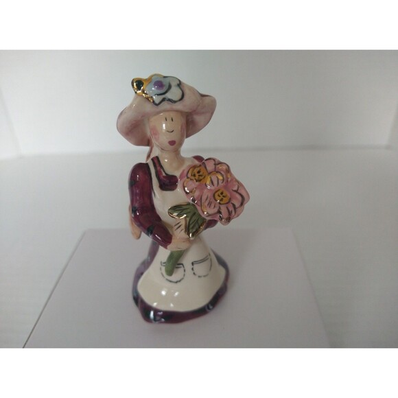 Blue Sky Ornament Flower Lady Artist Heather Goldminc Bouquet Christmas figurine - Picture 1 of 10